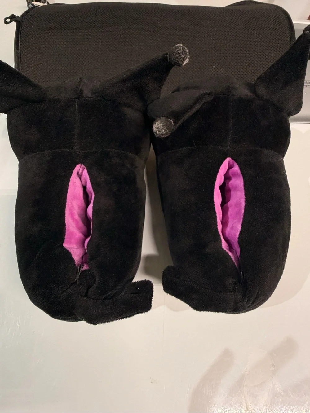 Sanrio Kuromi Black and Pink Plush Kids Slippers